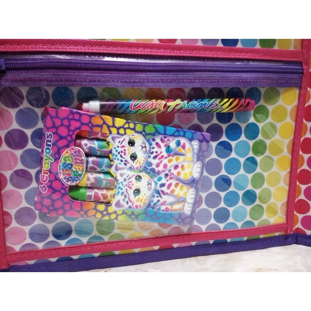 2016 Lisa Frank Unicorn Trifold Portfolio School Binder Folder 10x13 Pen/Crayons
